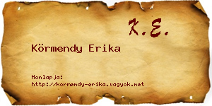 Körmendy Erika névjegykártya