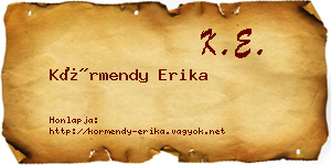 Körmendy Erika névjegykártya